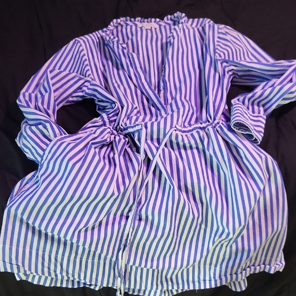 Blue and White Striped Dress